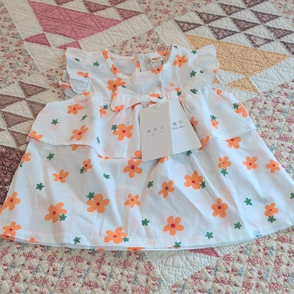 Floral Top/ Dress with Orange Flowers
